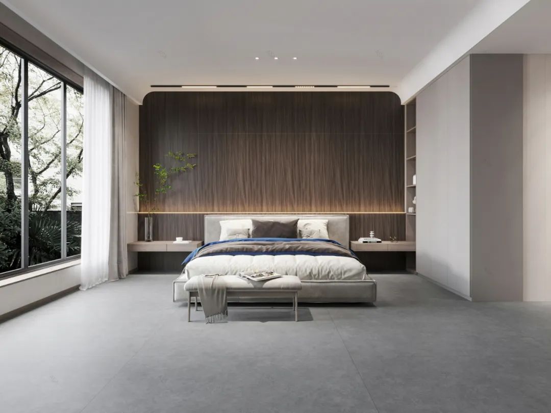 尊龙凯时地砖现代简约气概卧室效果图