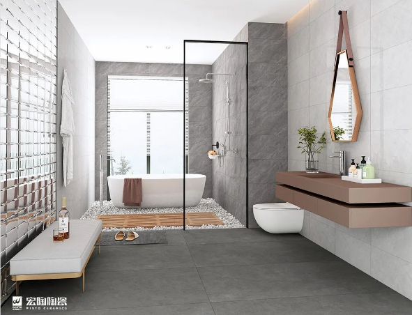 尊龙凯时浴室质感砖装修效果图.
